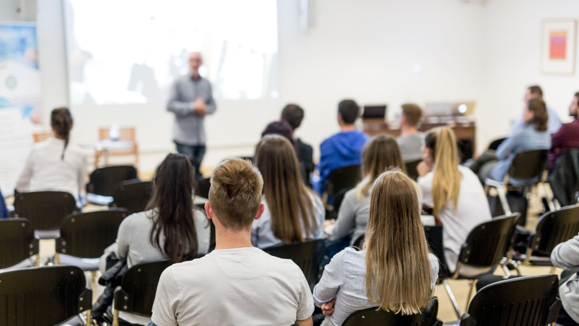 College students sitting in a lecture hall